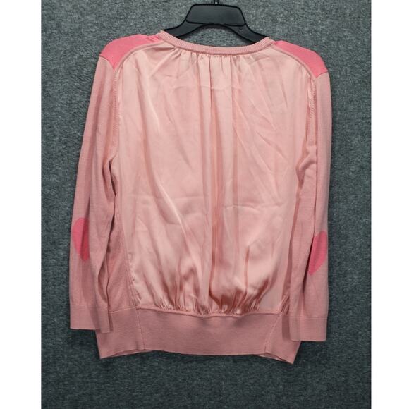 Ted Baker 4 Artur Hearts Cardigan Sweater Pink Gold Orange Metallic Crew Neck - Picture 2 of 5